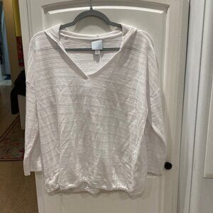 White Sunday hoodie size large with stripe pattern